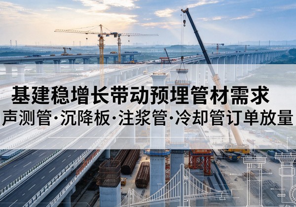 千阳基建稳增长带动预埋监测管材需求，声测管、沉降板、注浆管订单持续放量